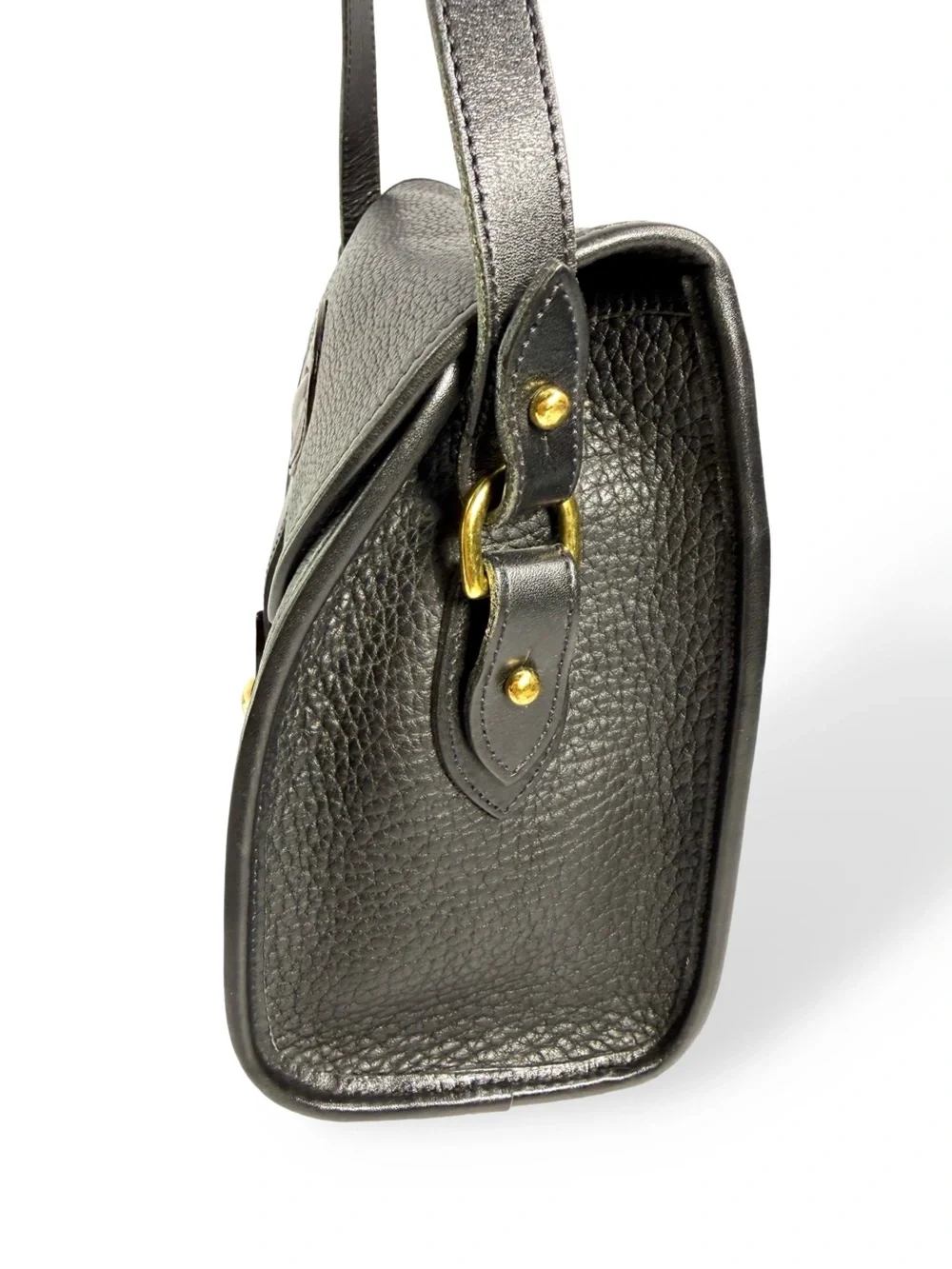 Dooney & Bourke Black Pebbled Leather Messenger with Gold-Tone Buckle